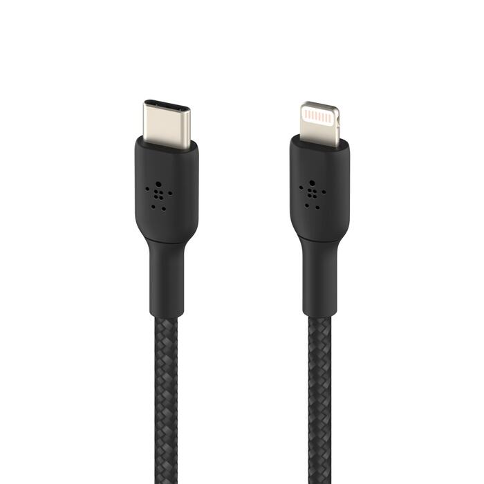 Belkin BoostCharge geflochtenes 1 m USB-C/Lighting Kabel, schwarz Belkin BoostCharge geflochtenes 1 m USB-C/Lighting Kabel, schwarz